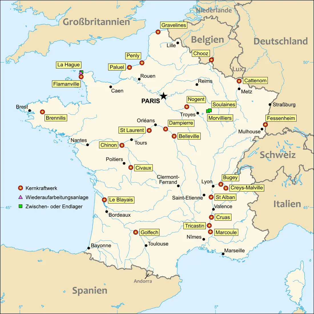 Nuclear Power Plants Map France De