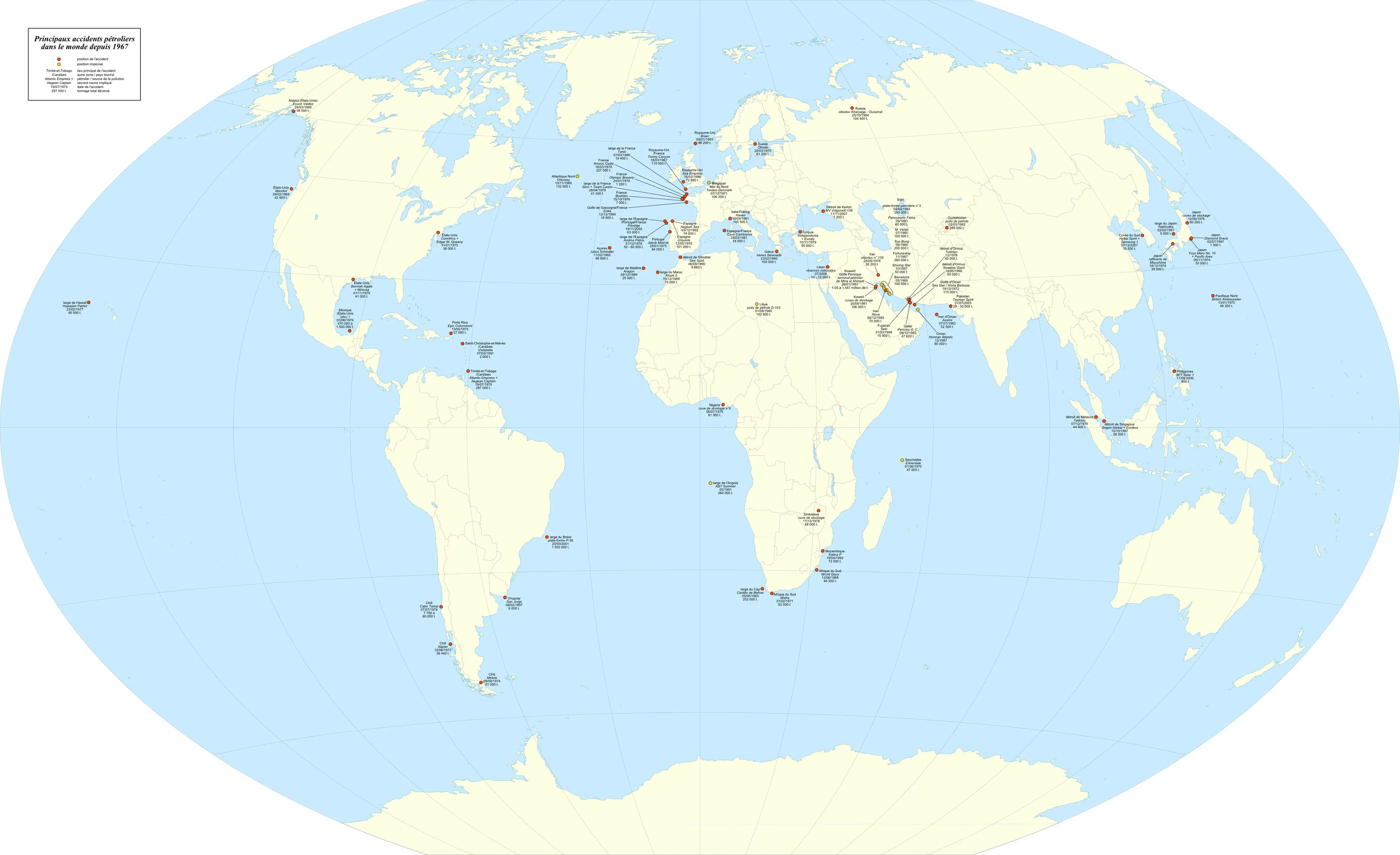 Oil Spills World Map Fr