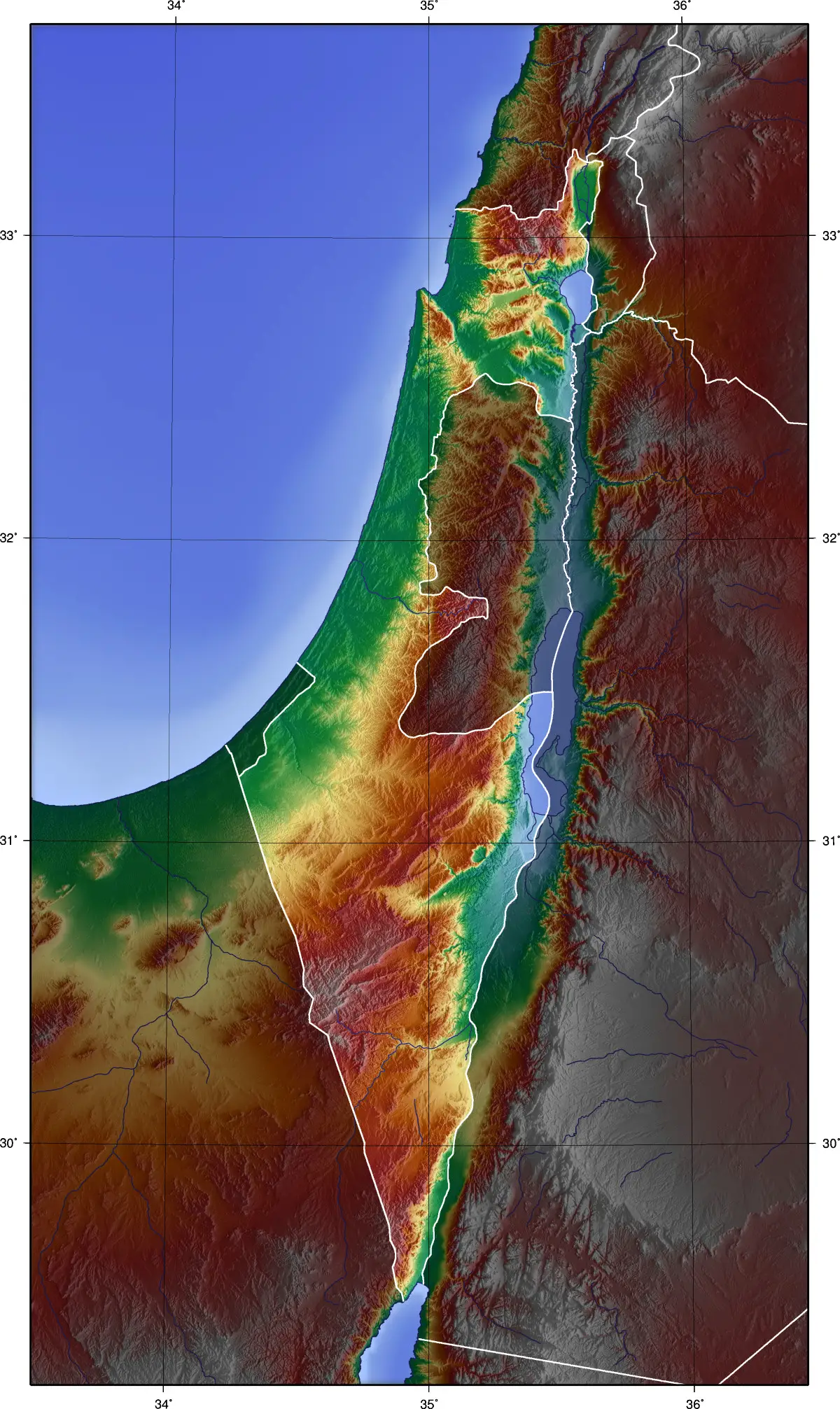 Palestine Topographic Blank Map