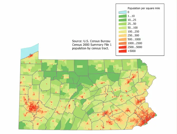 Pennsylvania Population Map