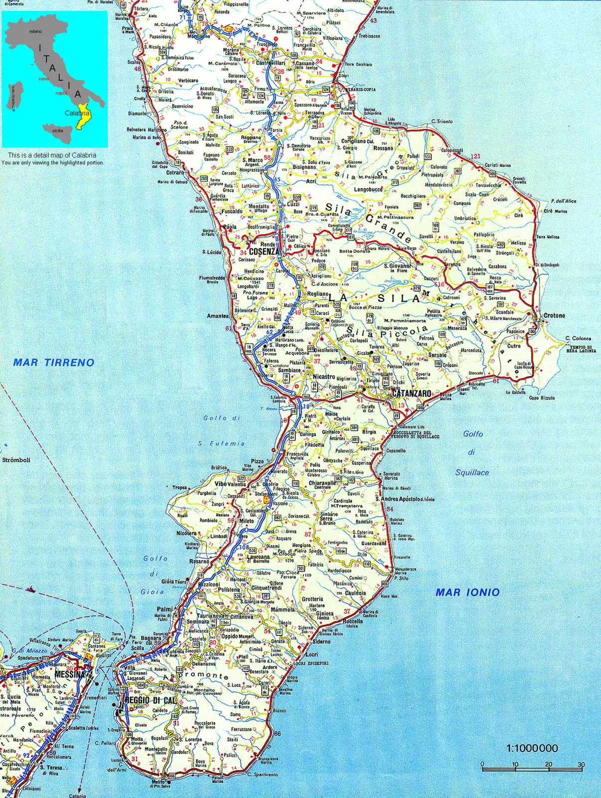 Cartina Geografica Della Calabria Mappa Carta Calabria Mappa Dellitalia ...