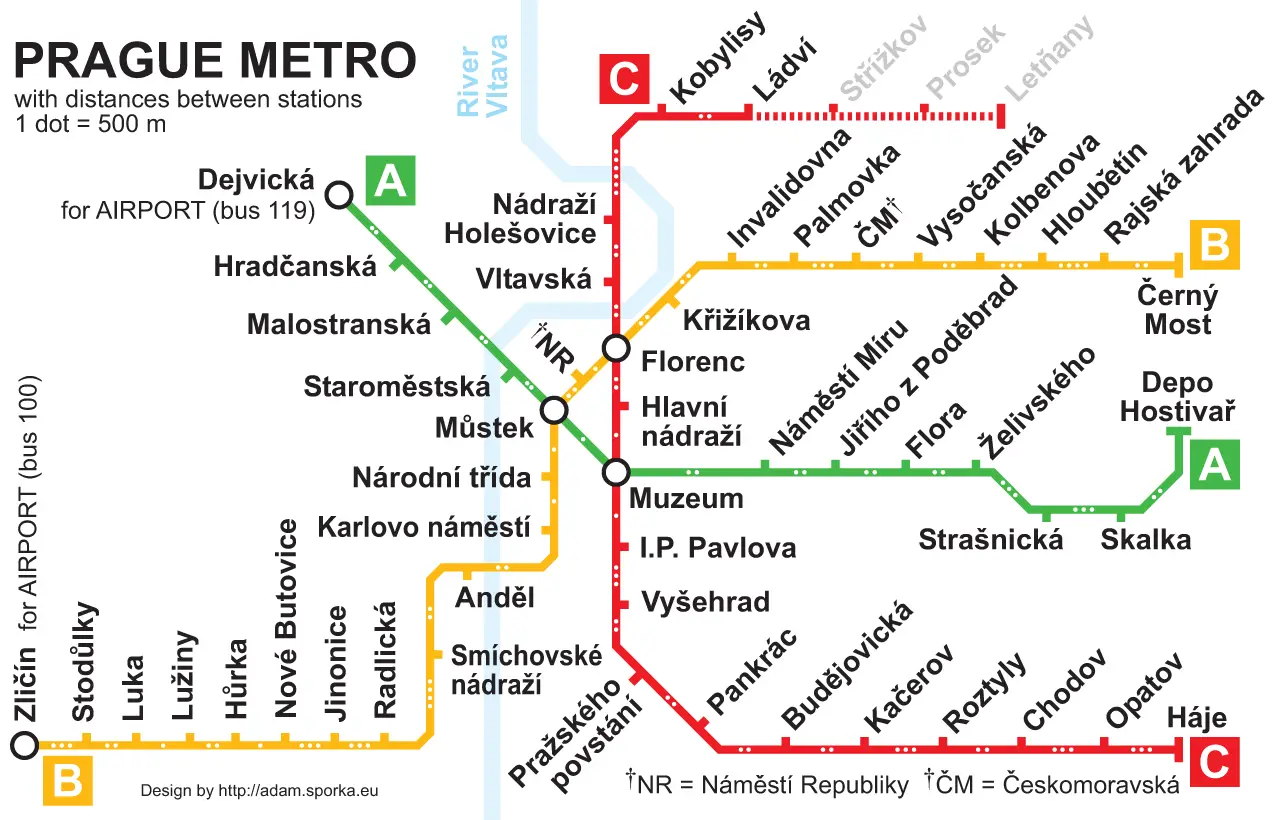 English map in prague subway Prague Subway