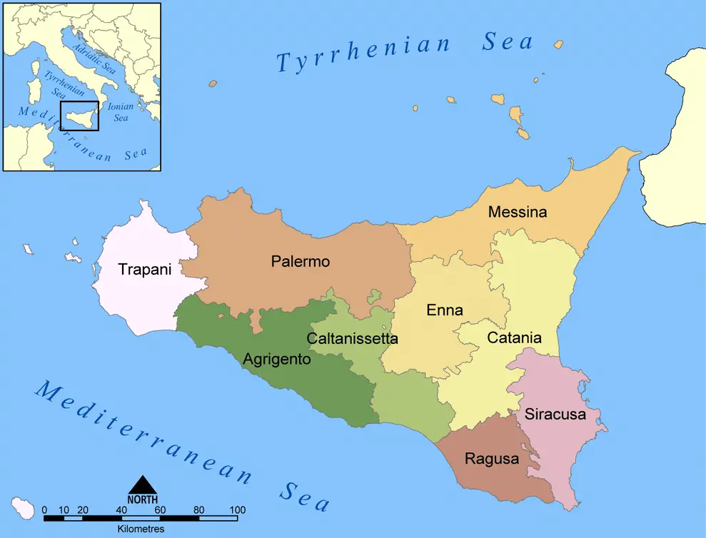 Provinces Map of Sicily