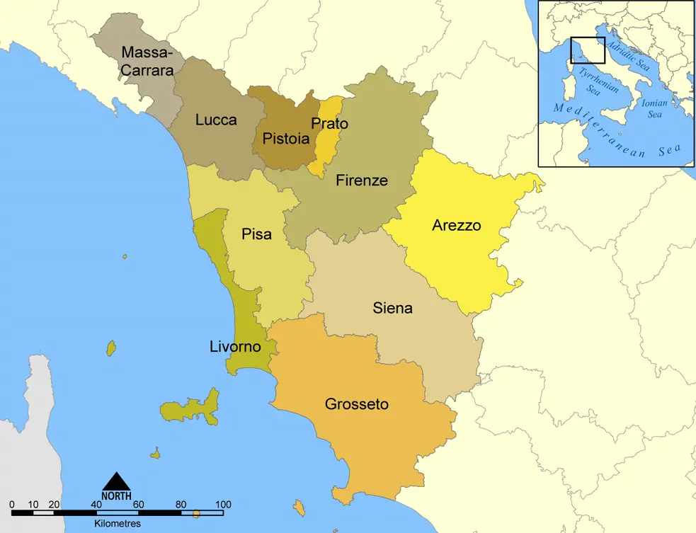 Provinces Map of Tuscany