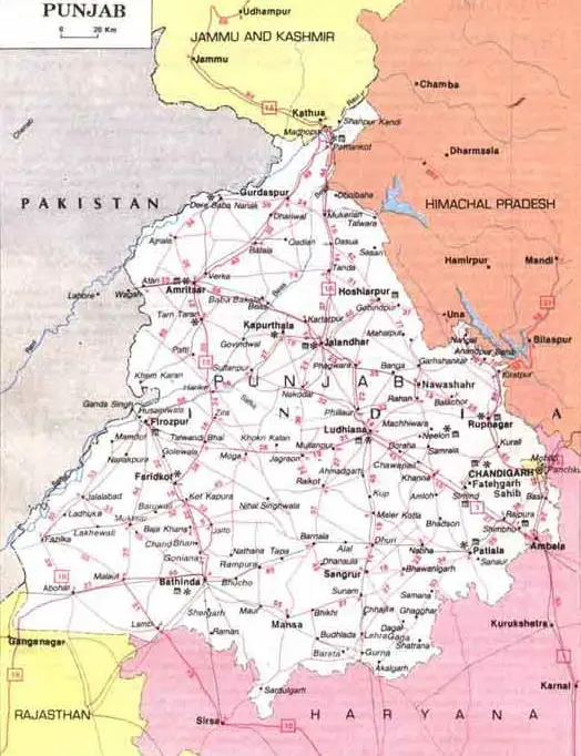 Punjab Political Map