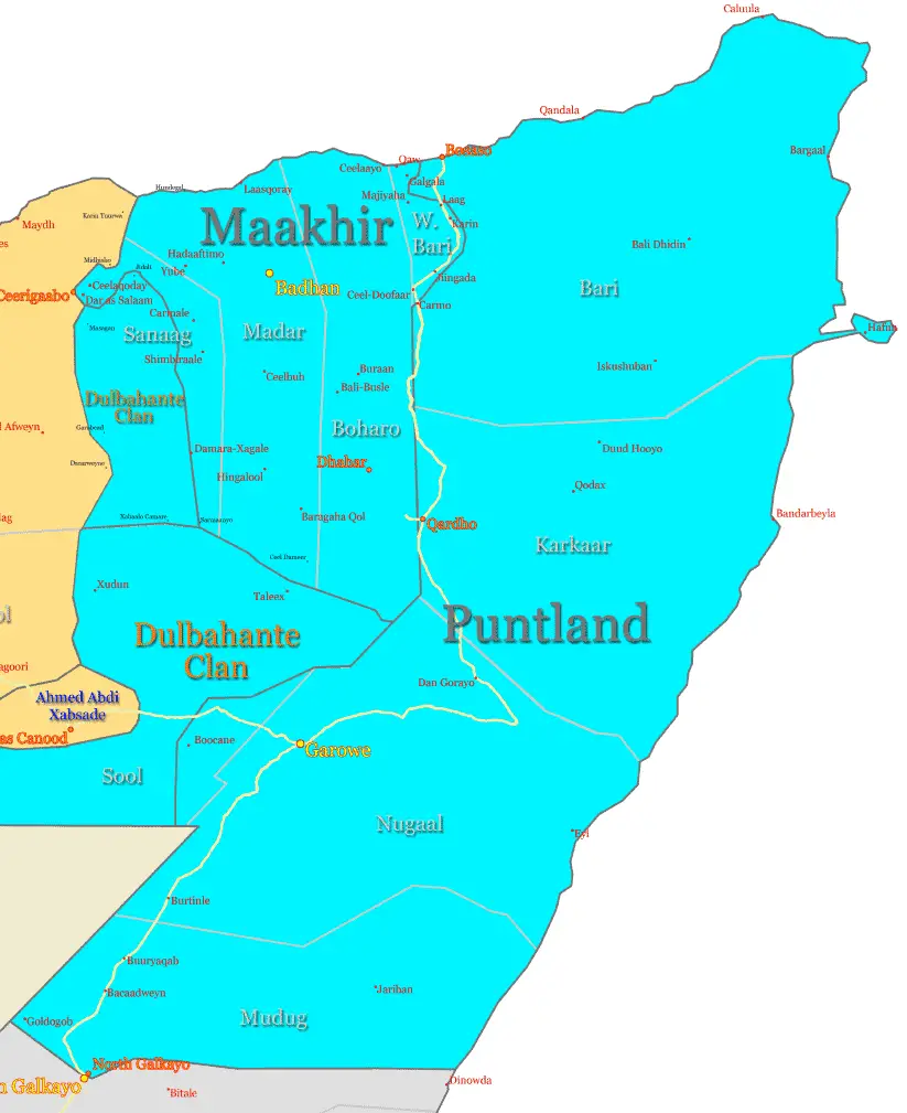 Puntland Map Regions