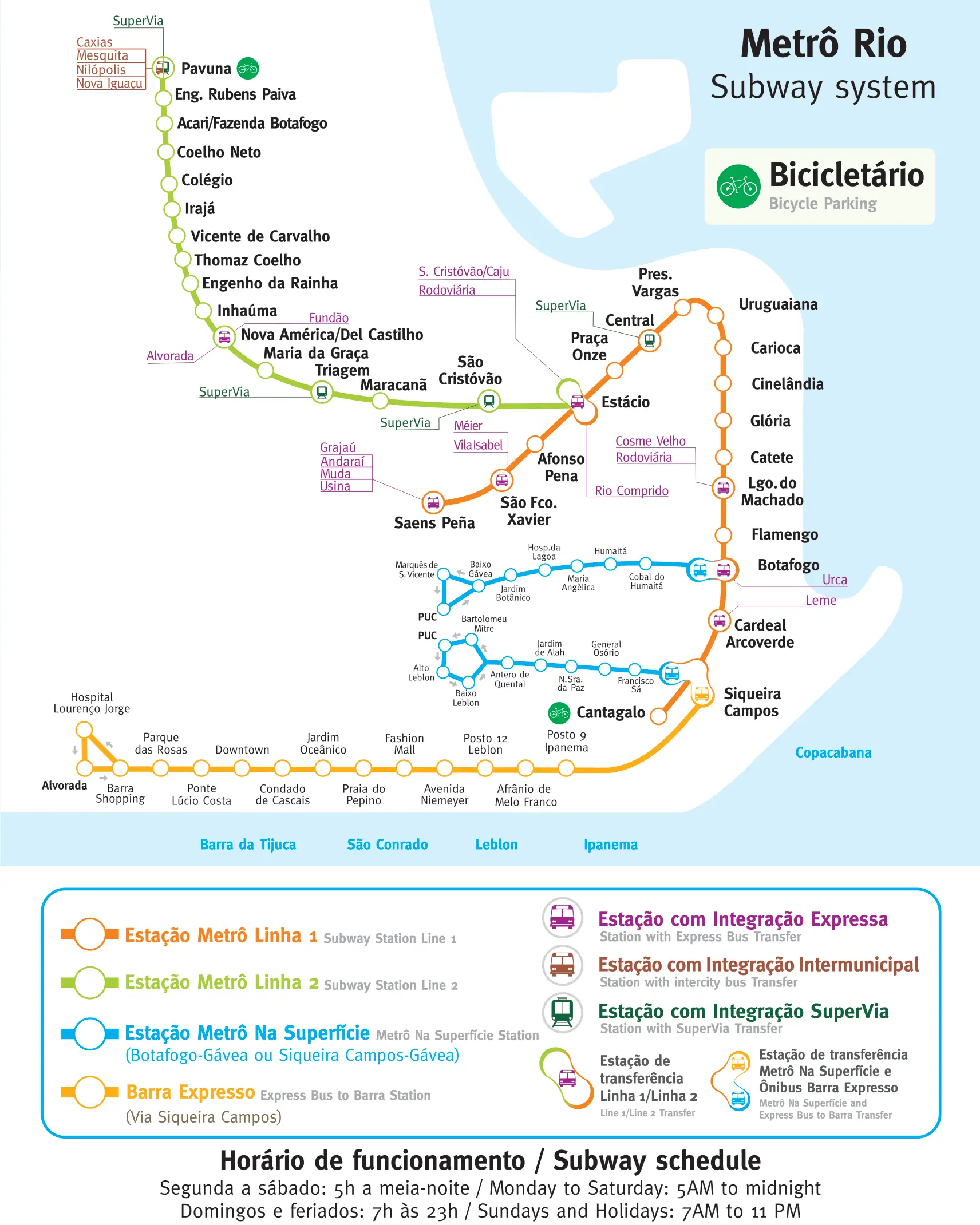 Rio De Janeiro Metro Map (subway)