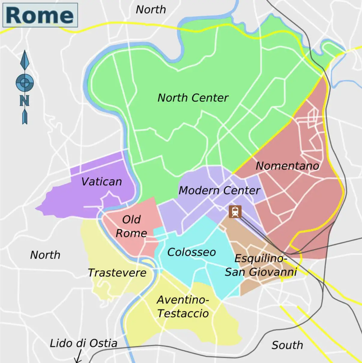 Rome City And Districts Map