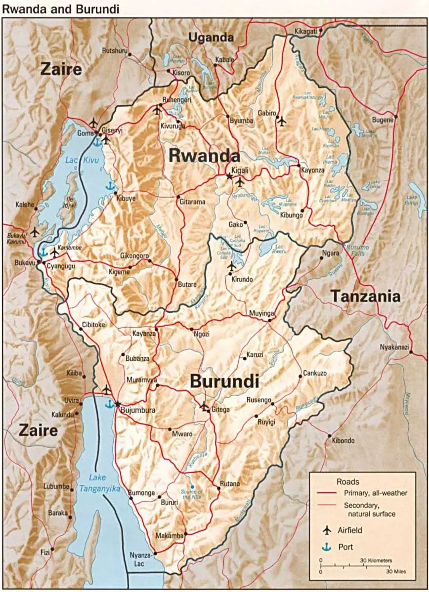 Rwanda And Burundi Map Relief