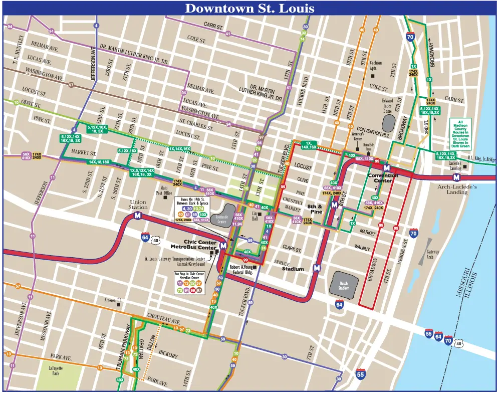 Saint Louis Downtown Transport Map