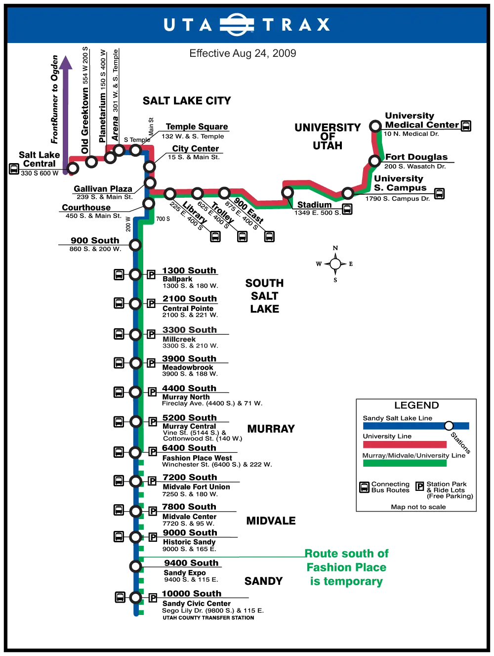 Salt Lake City Light Rail Map (map)