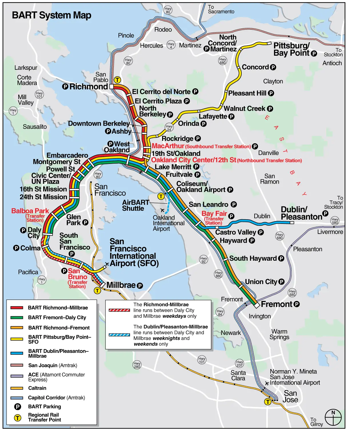 San Francisco Bart System Map (railway)