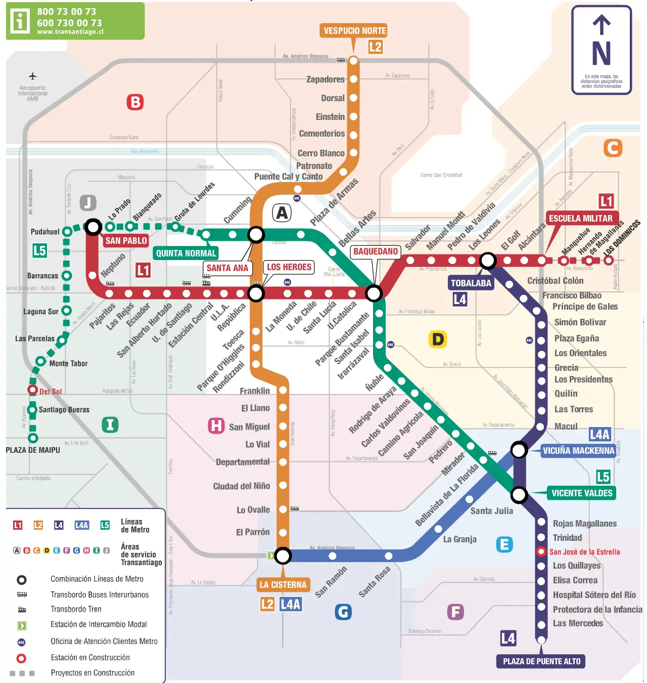 Santiago Metro Map (subway)