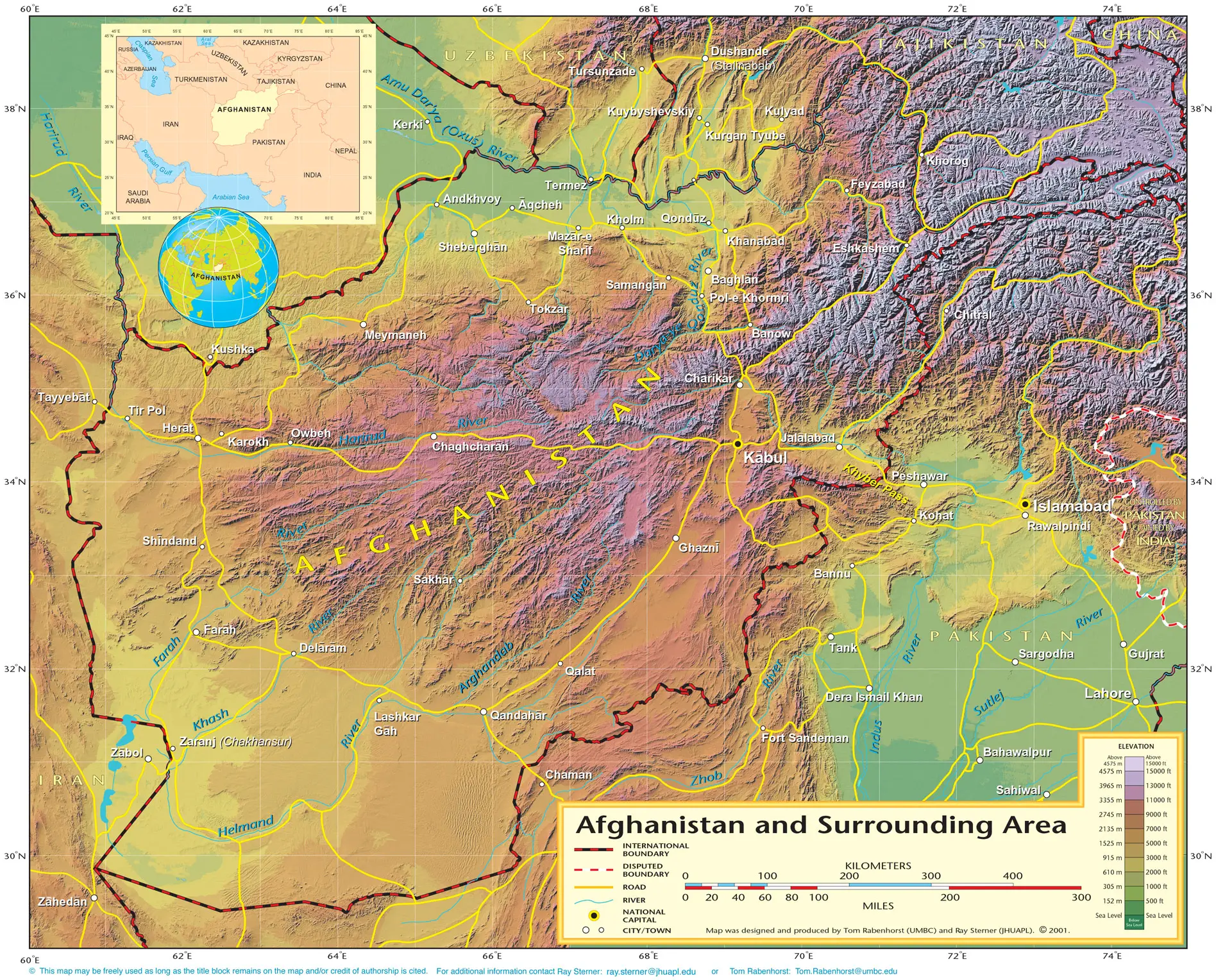 Shaded Relief Map Of Afghanistan (political)