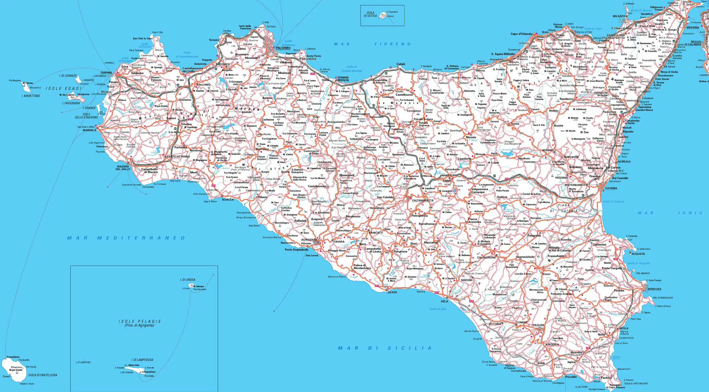 Sicily Map Detailed
