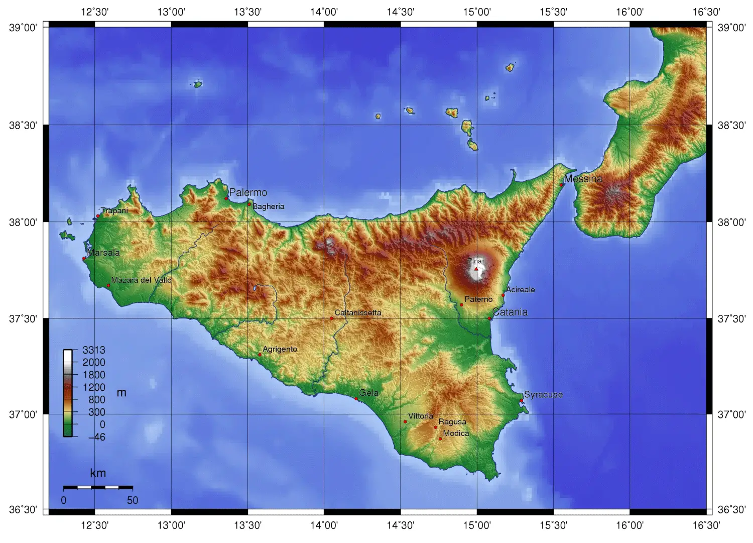 Sicily Topography