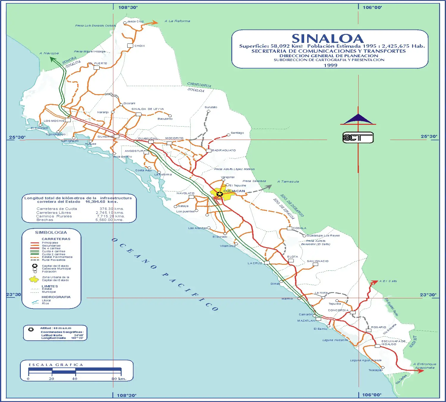 Sinaloa Mexico Road Map
