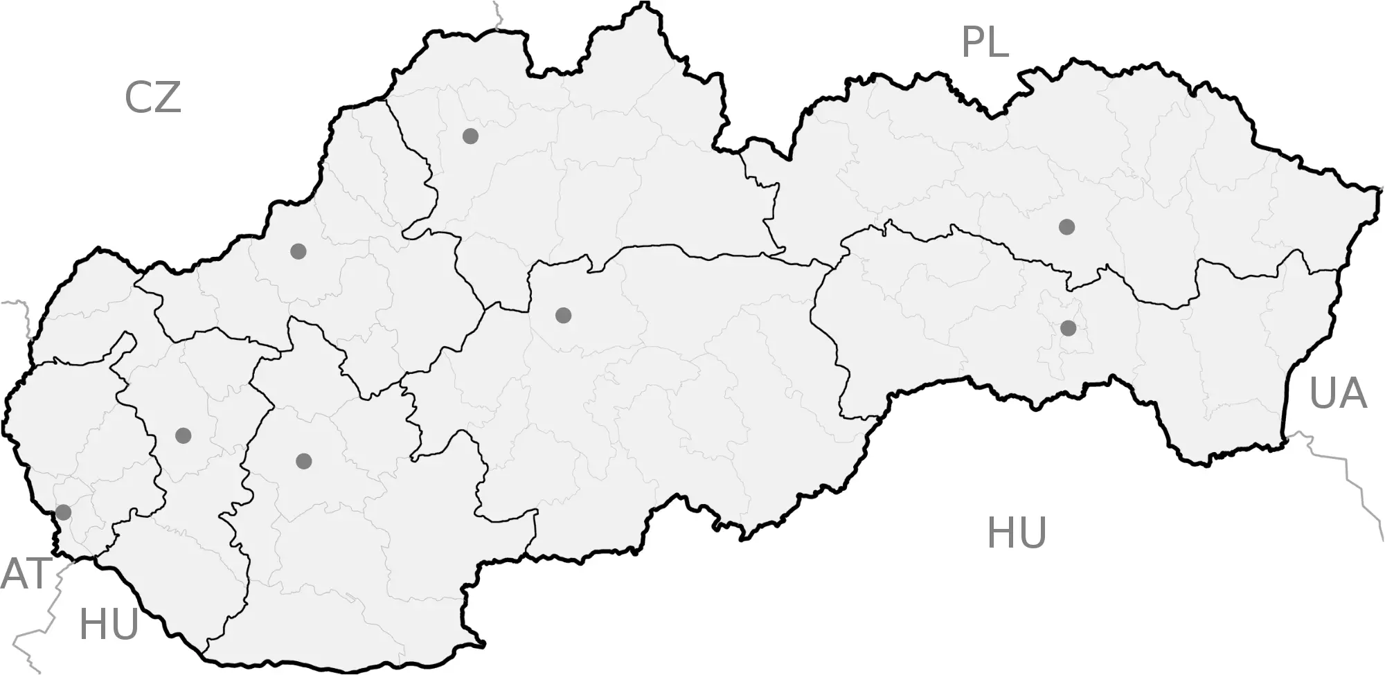 Slovakia Regions Map Blank