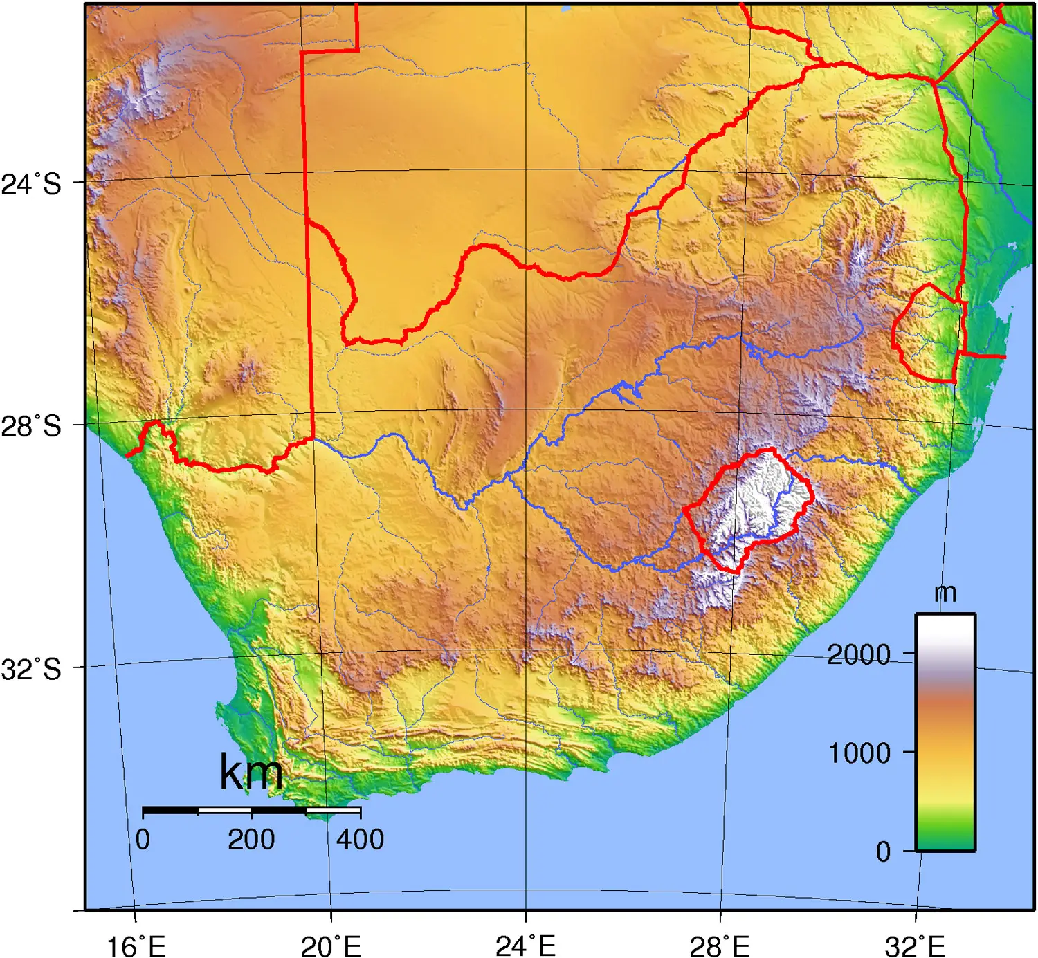 South Africa Topography
