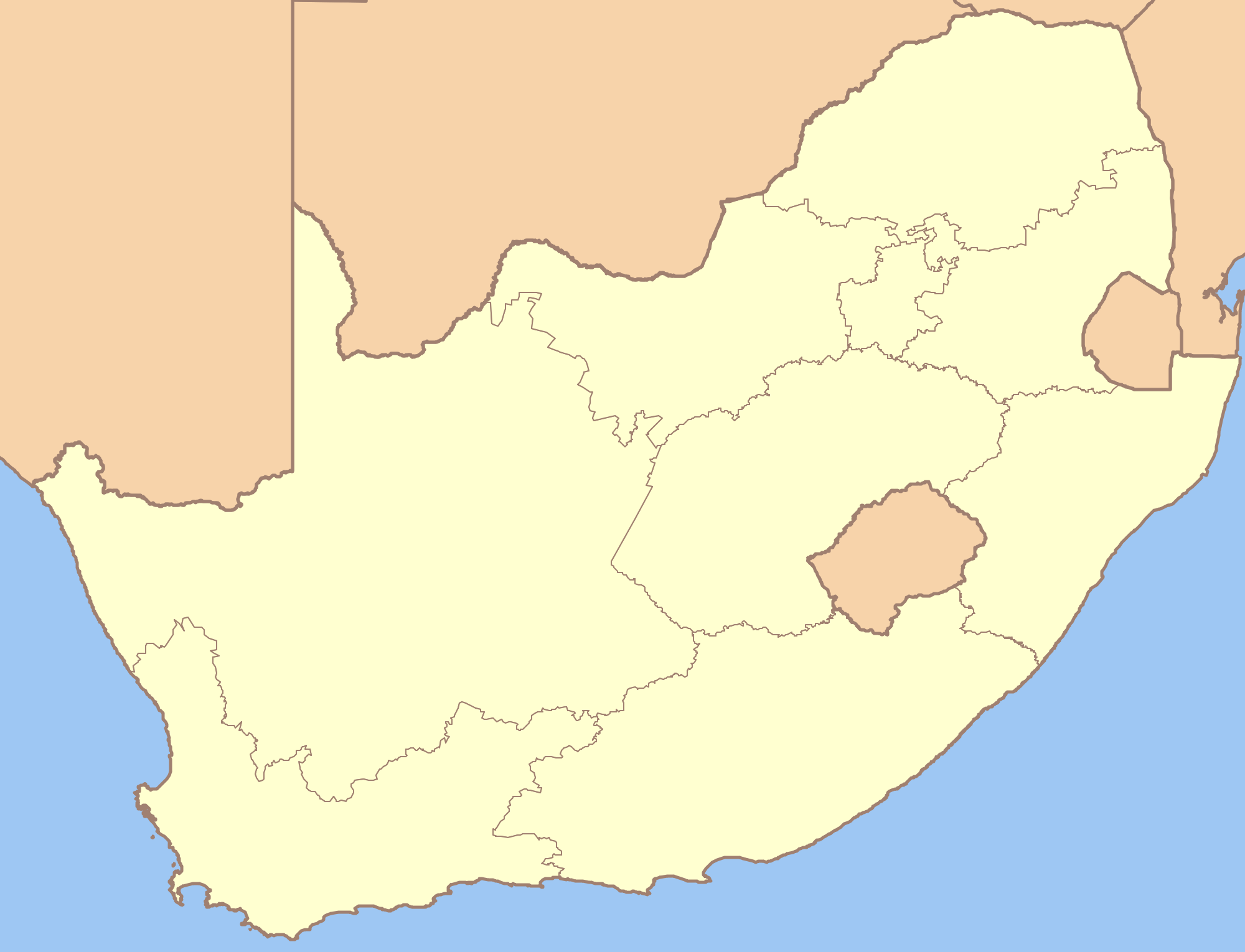 South Africa Blank Locator Map