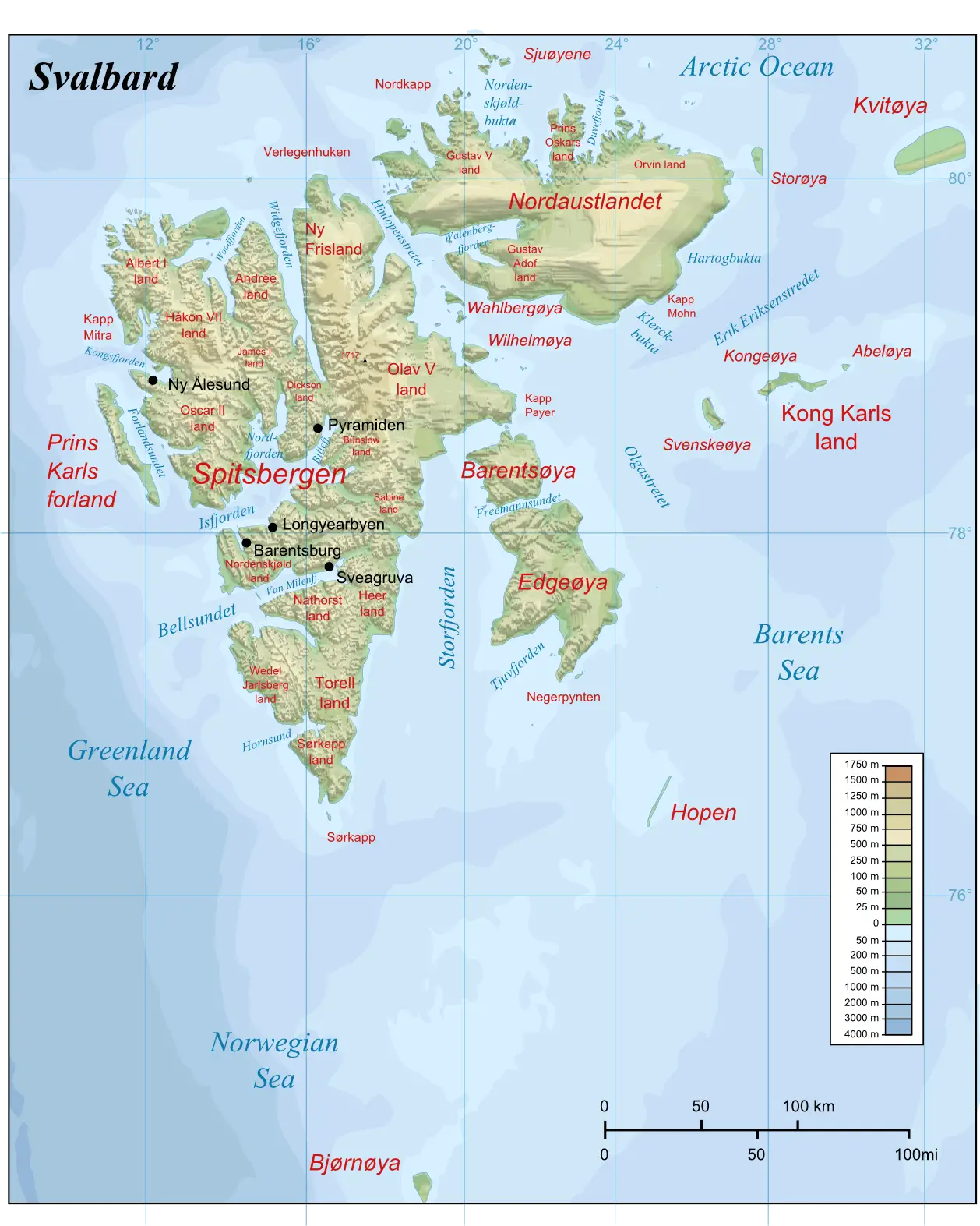 Svalbard Topographic Map