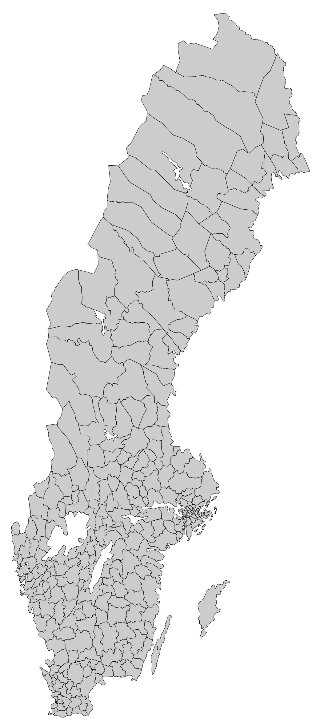 Sweden Blank Map With Municipal Borders
