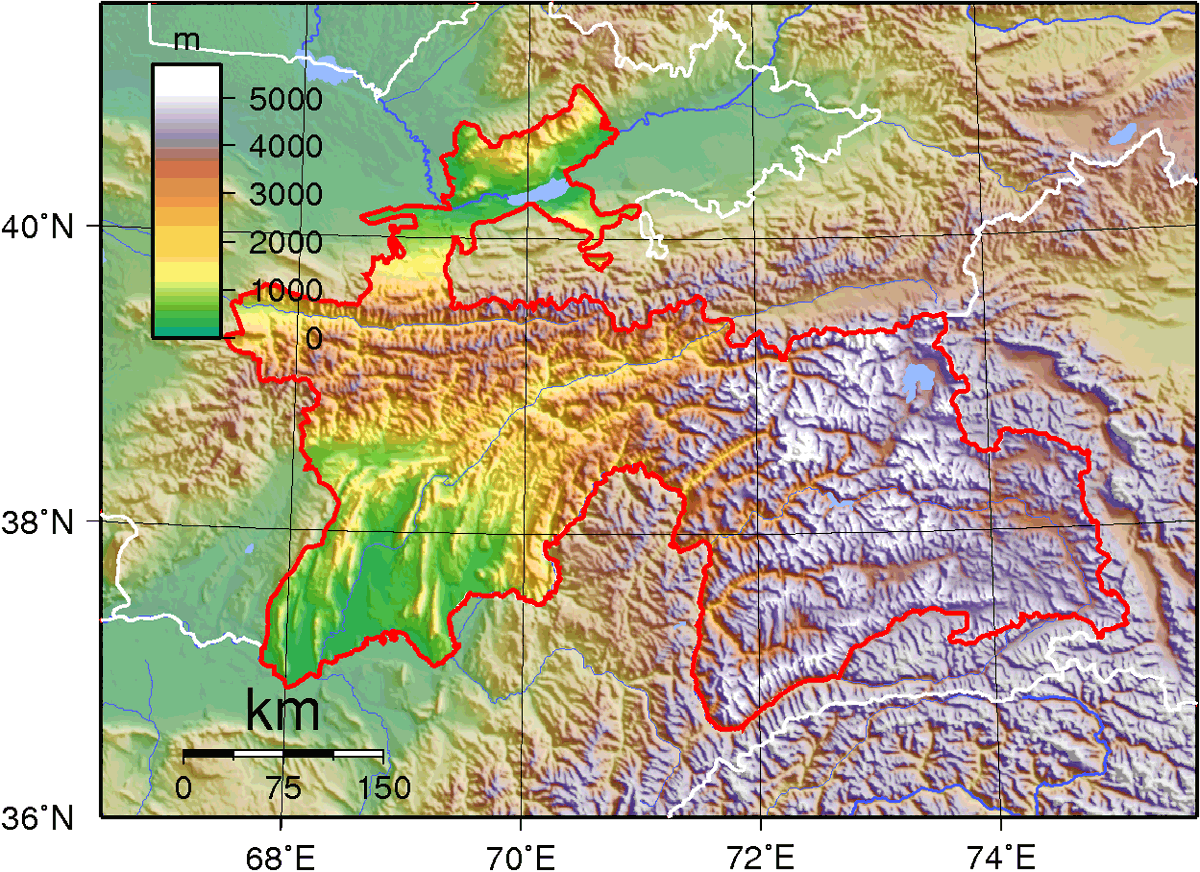 Tajikistan Topography