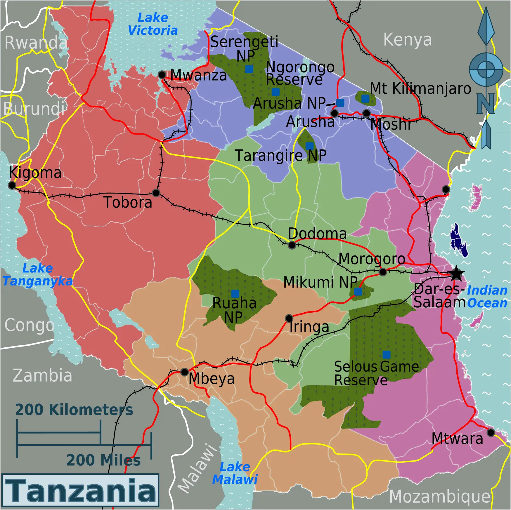 Map Of Tanzania Showing Regions