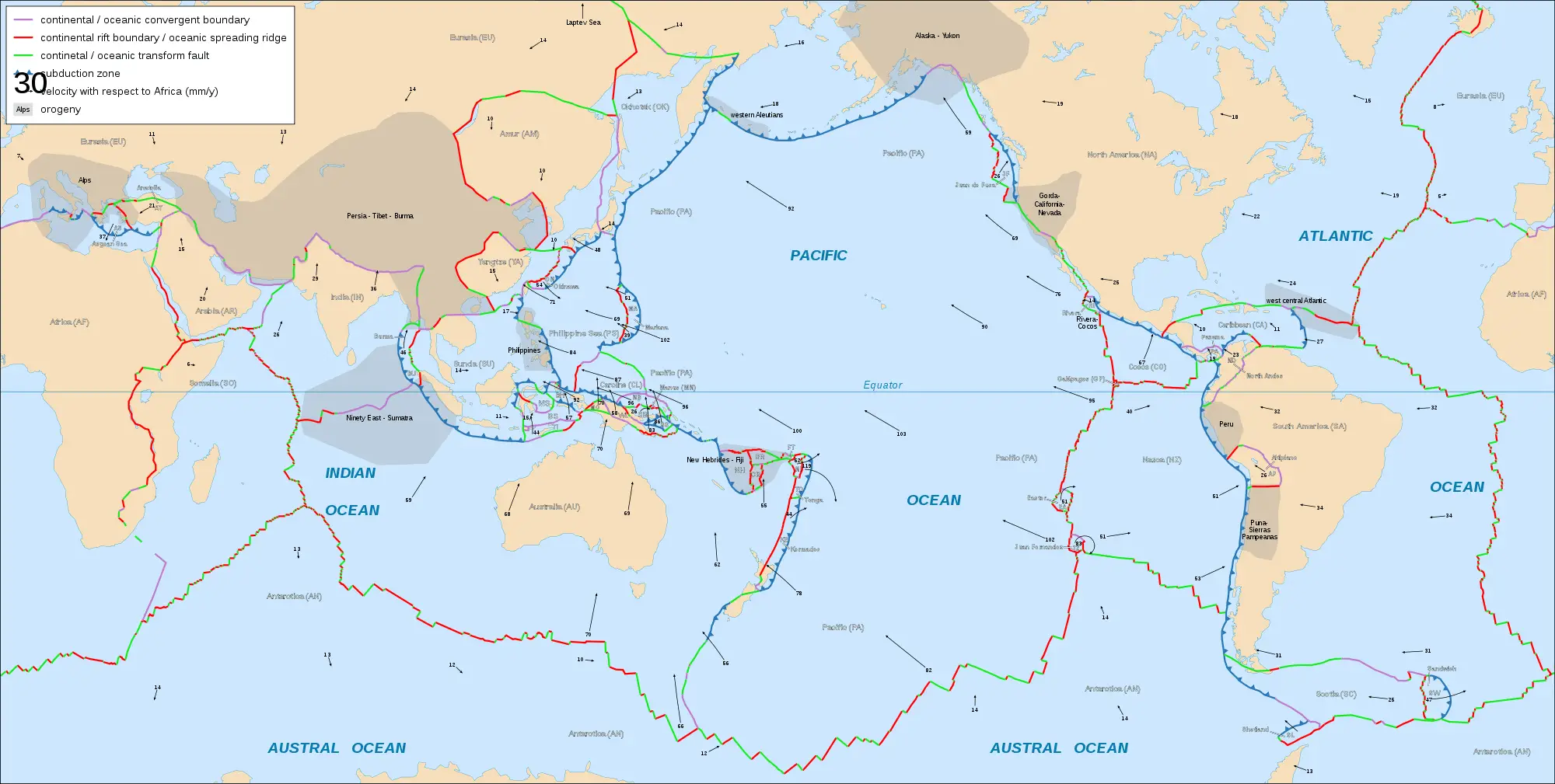 Tectonic Plates Boundaries Detailed
