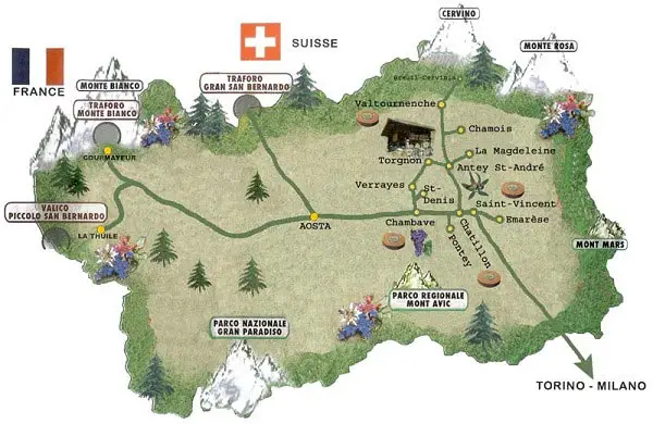 Tourism Map of Aosta