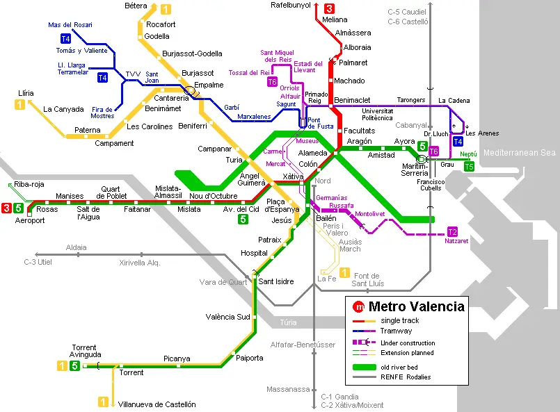 Valencia Metro Map
