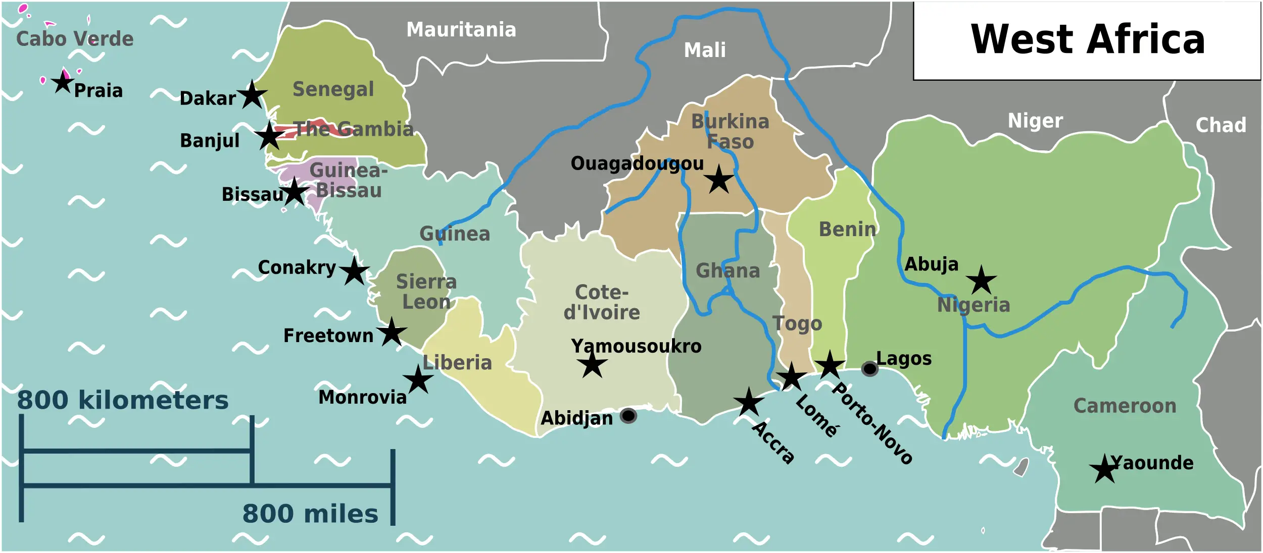 West Africa Regions Map