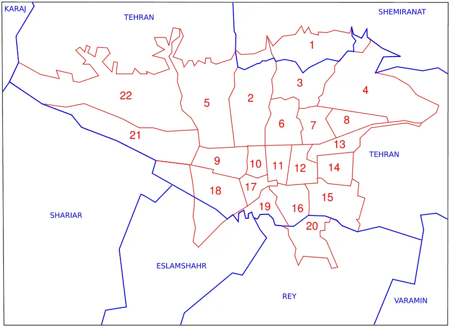 Administrative Map of Tehran