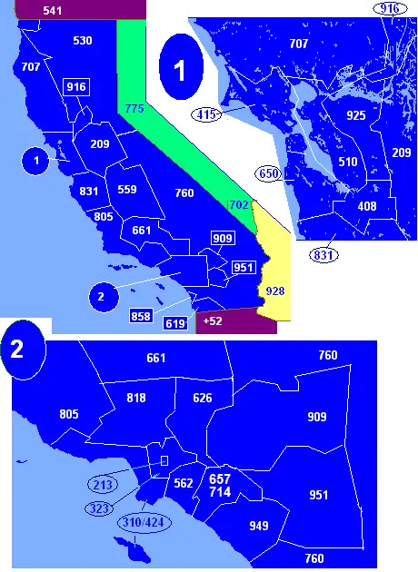 Area Codes California Map System Map Images And Photos Finder