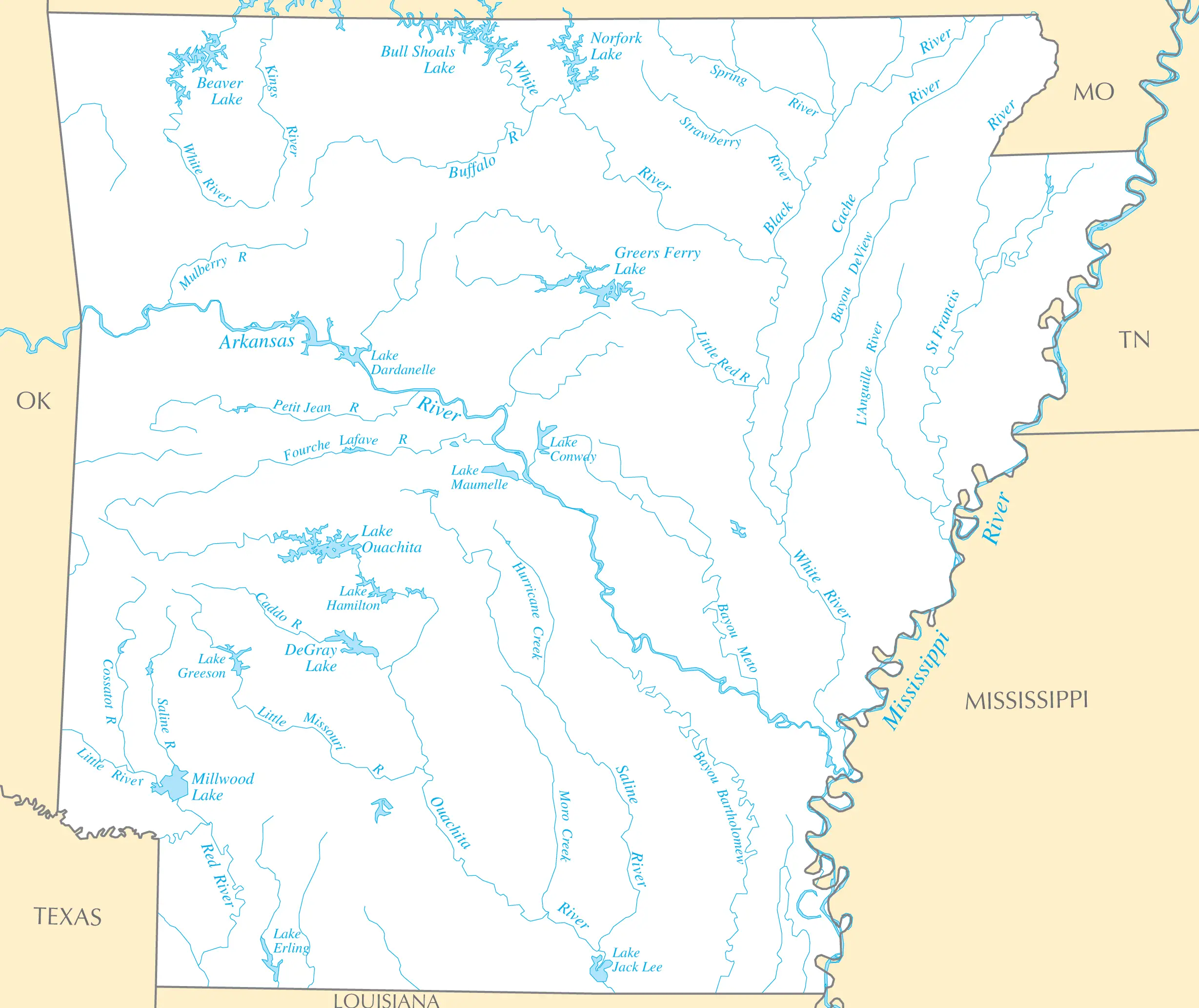 Arkansas Rivers And Lakes