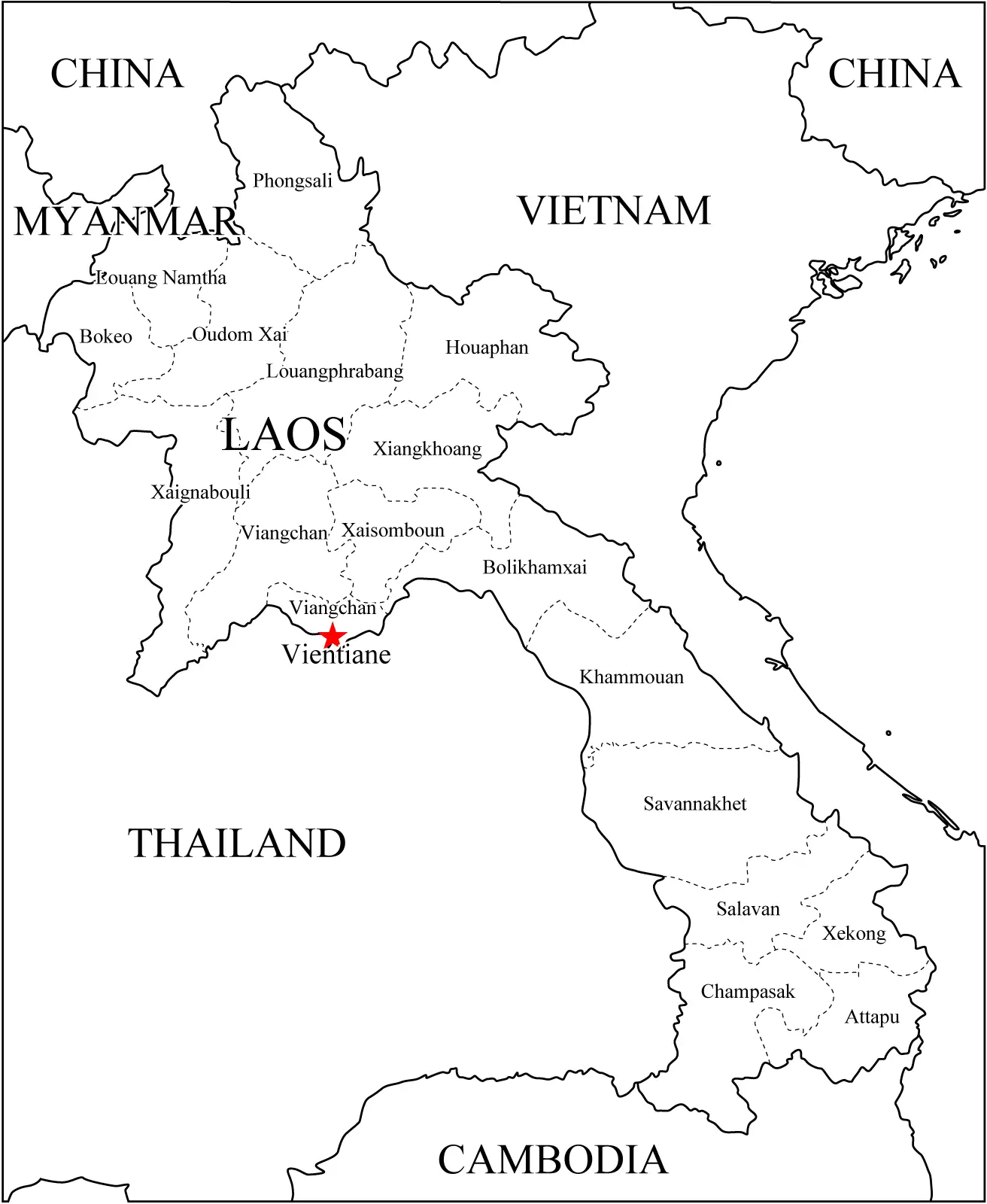 Asia Laos Map