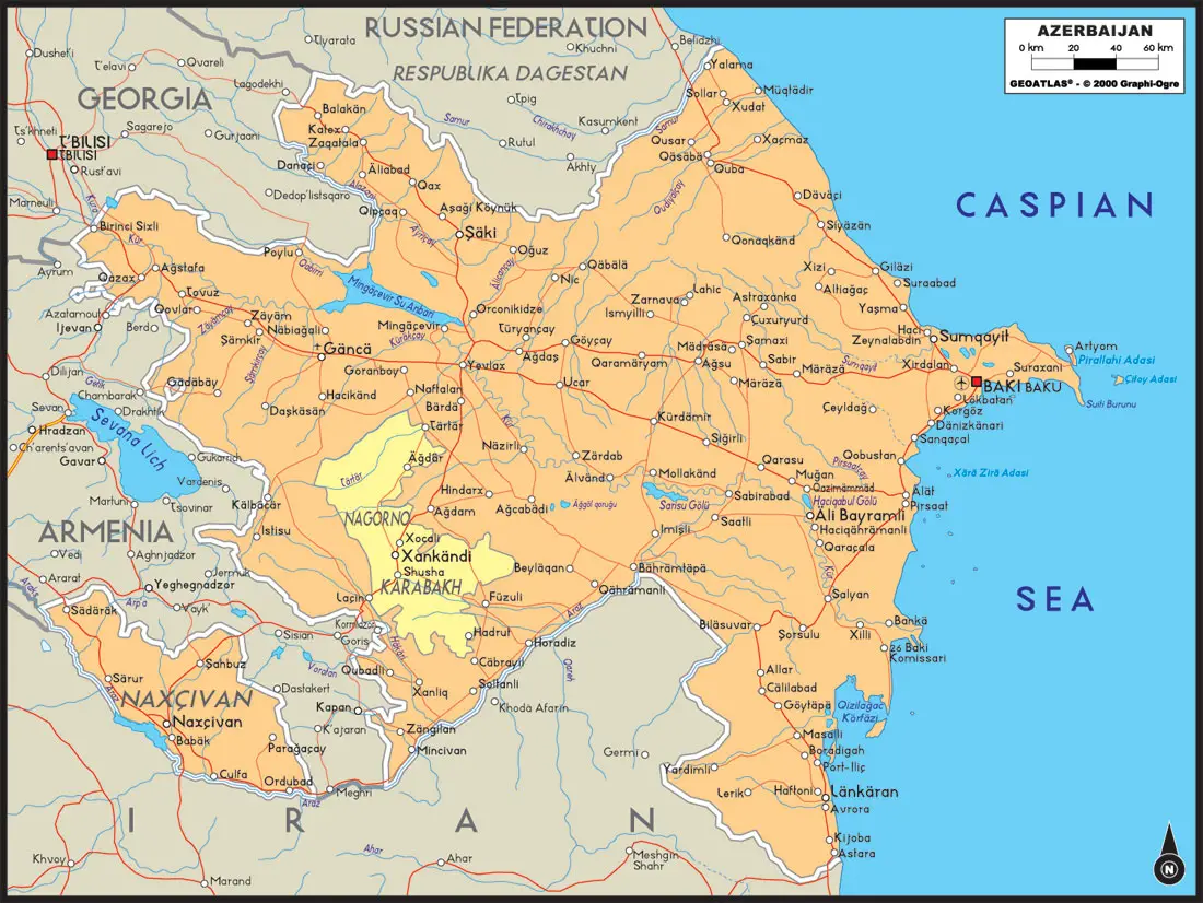 Azerbaijan Political Large Map