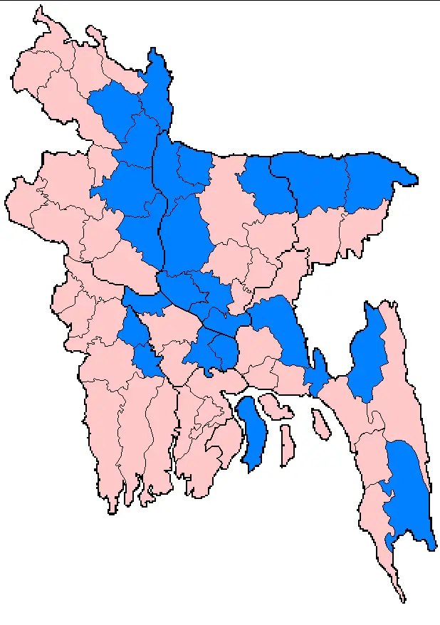 Bangladesh Districts Flood Hit Between July 3 And August 15 2007