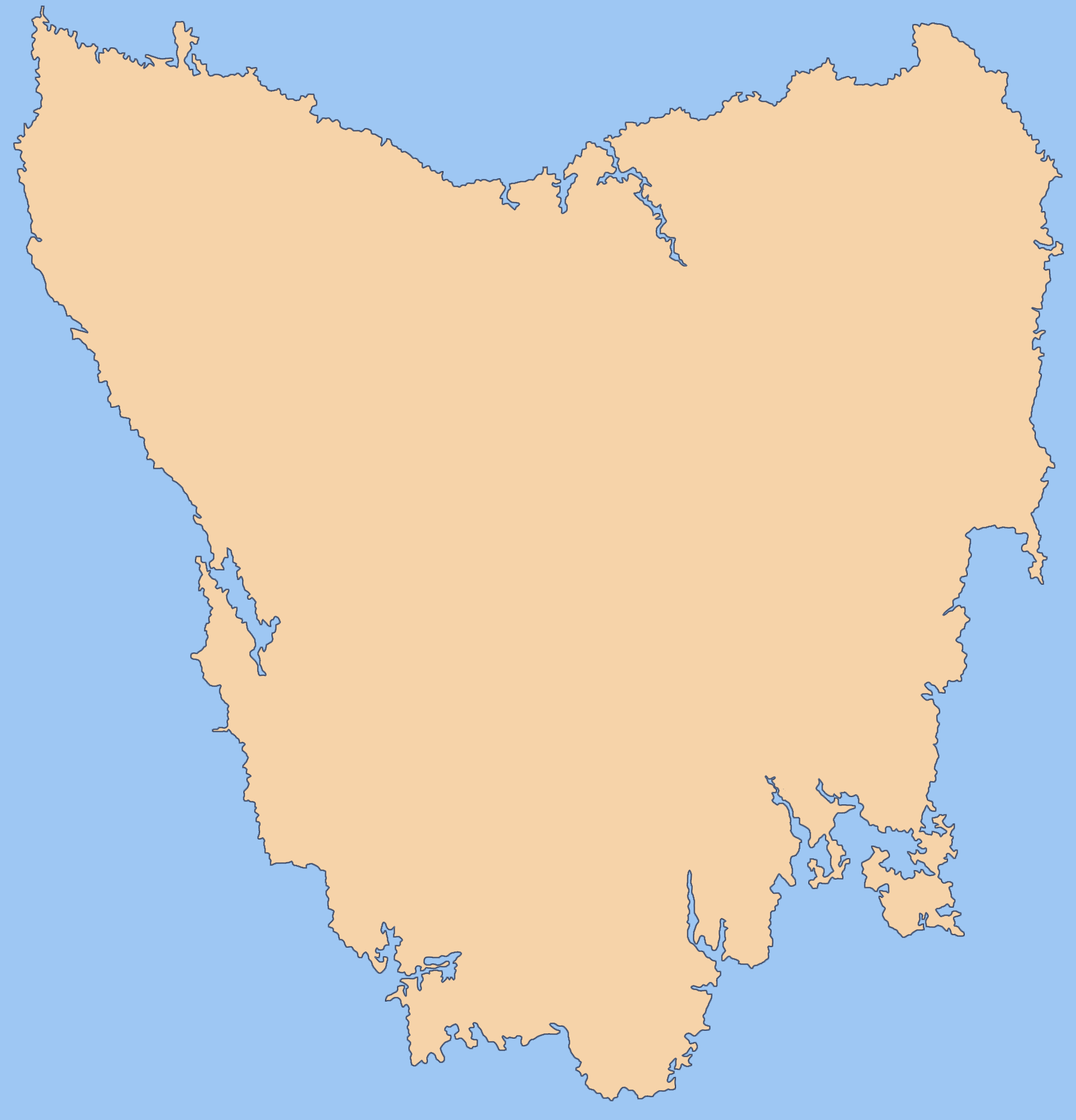 Blank Map of Tasmania