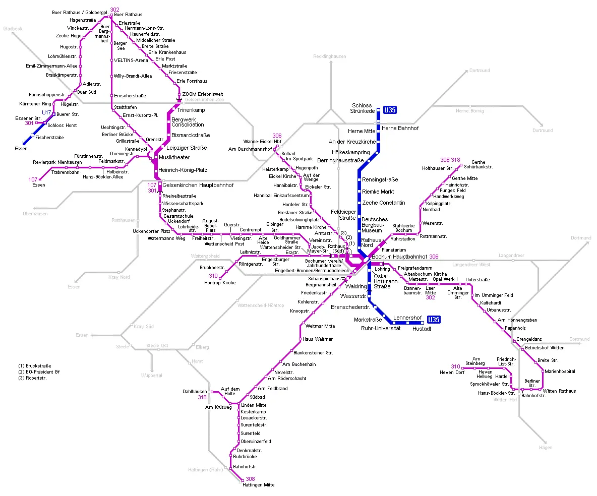 Bochum Metro Map