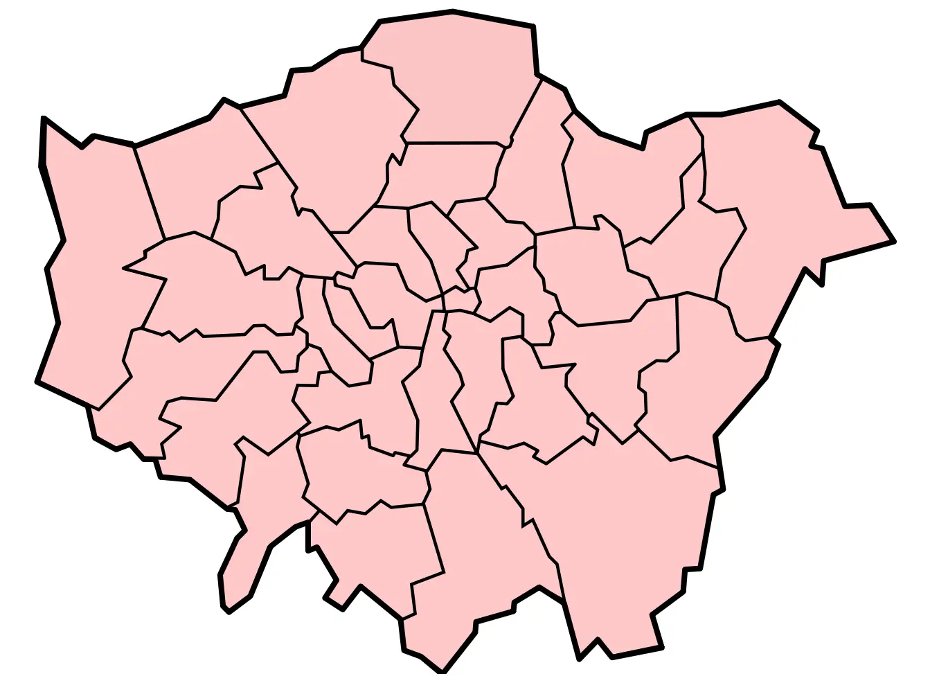 Boroughs Blank Map of London
