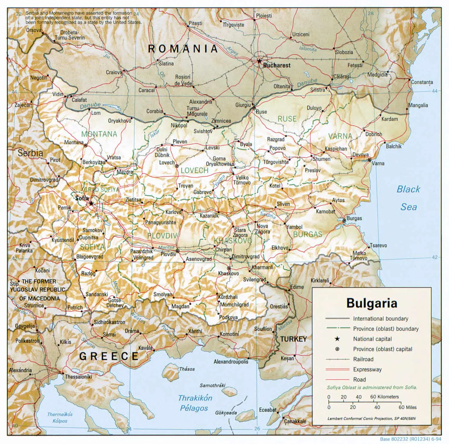 Bulgaria 1994 Cia Map