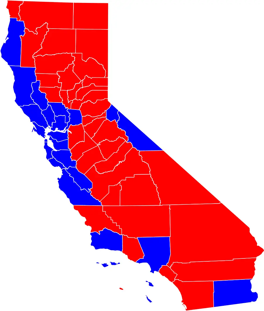 California 2004 Presidential Vote By Counties