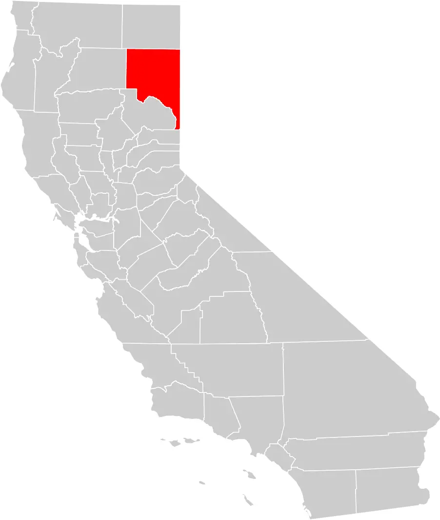 California County Map (lassen County Highlighted)