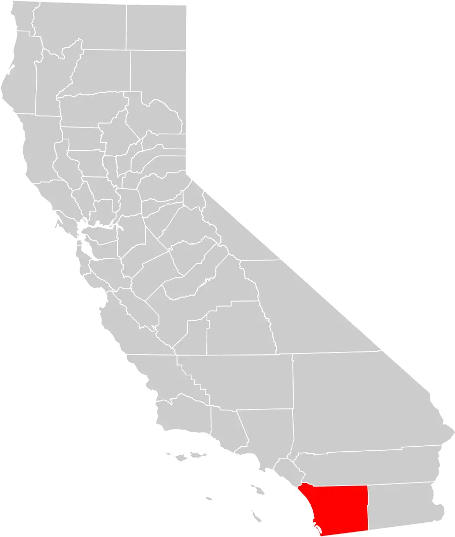 California County Map (san Diego County Highlighted)