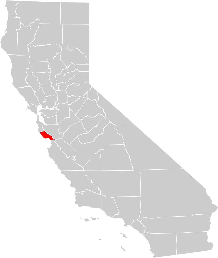 California County Map (santa Cruz County Highlighted)