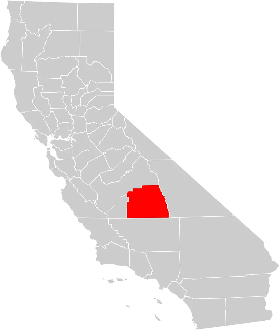 California County Map (tulare County Highlighted)