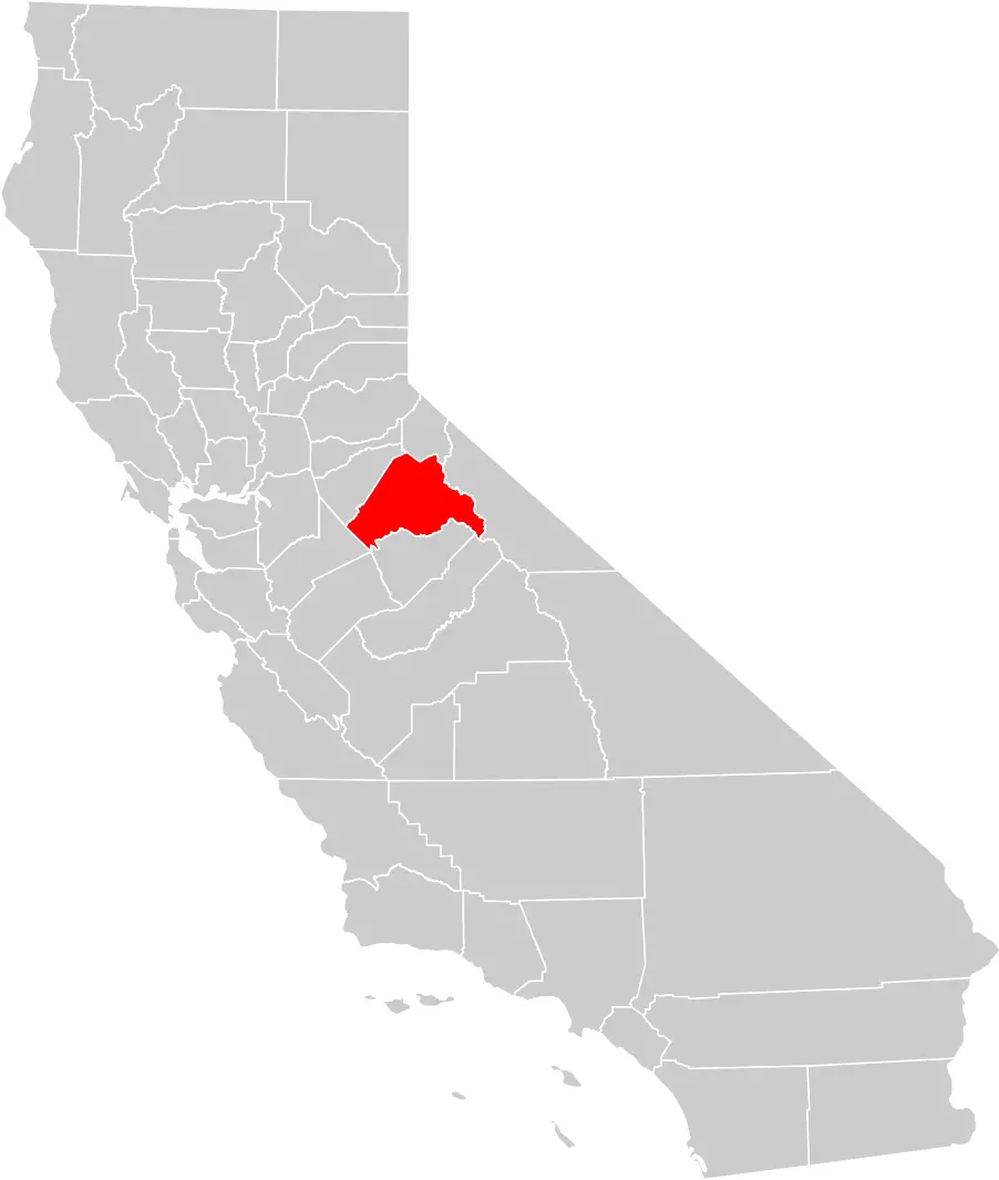California County Map (tuolumne County Highlighted)