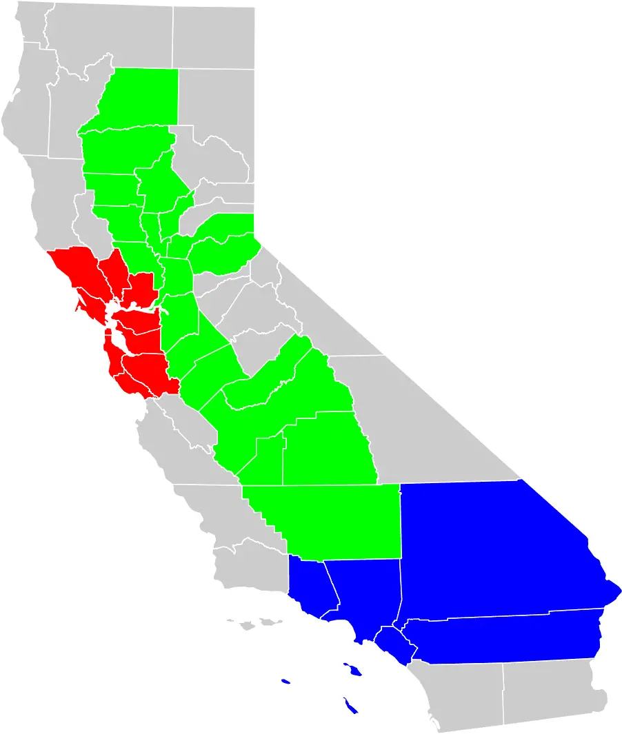 California Geographical Region County Map