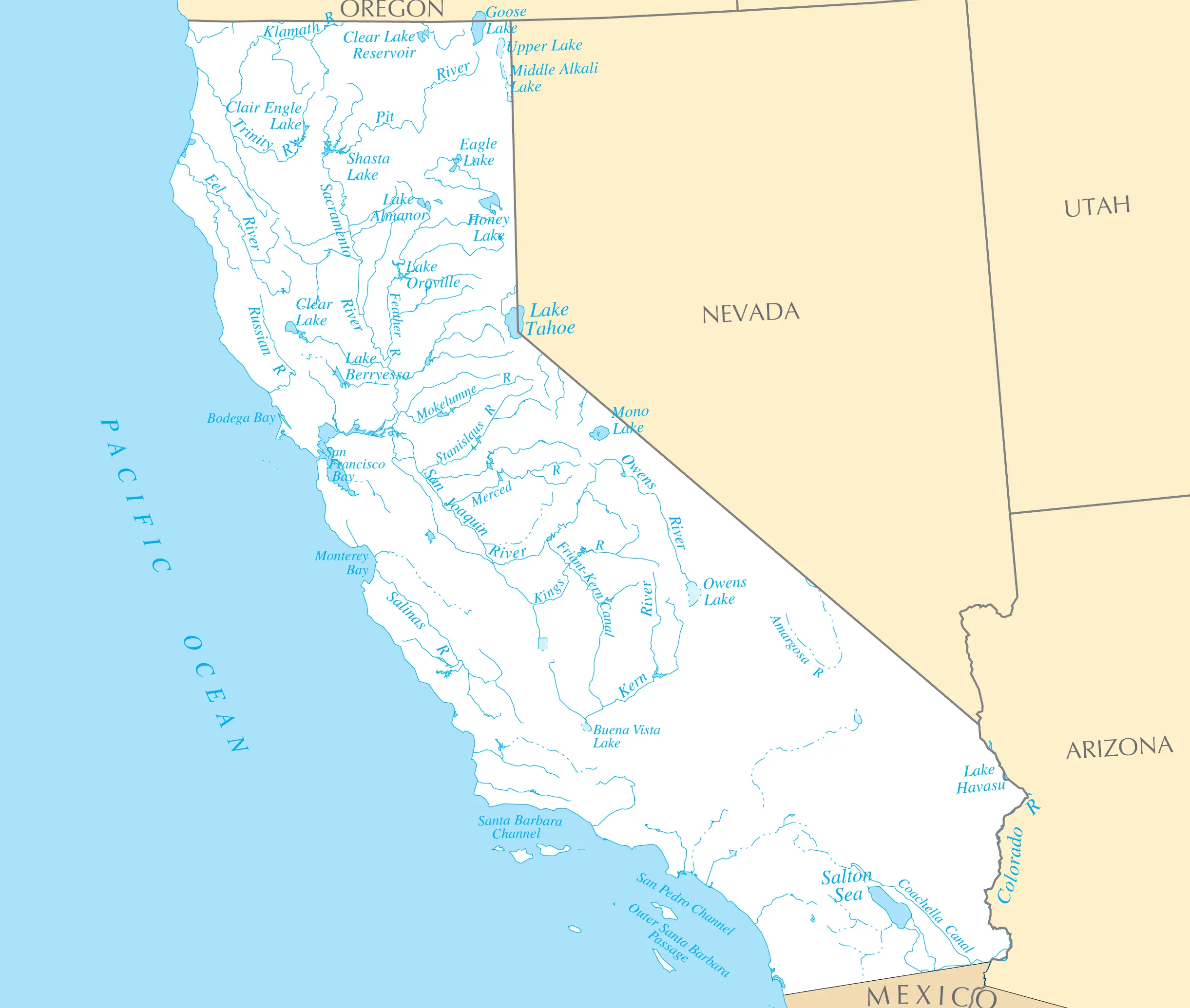 California Rivers And Lakes